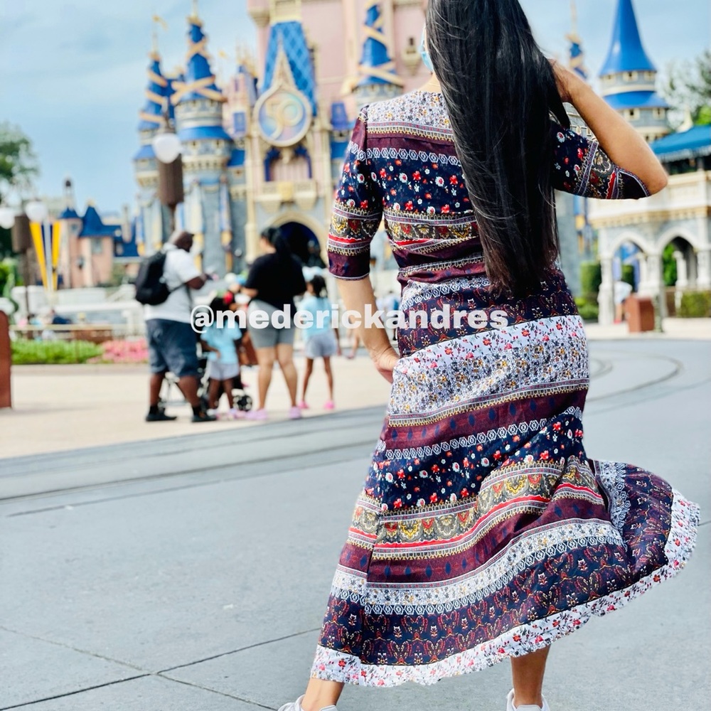 NWT bohemian print maxi dress boho party cocktail - Picture 3 of 16